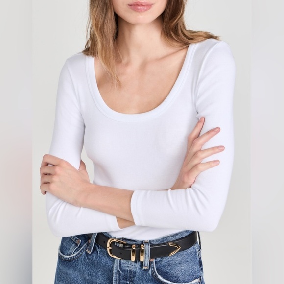 AYR Tops - AYR The Open Ended Tee Classic White Long Sleeve Cotton T-Shirt Size XL